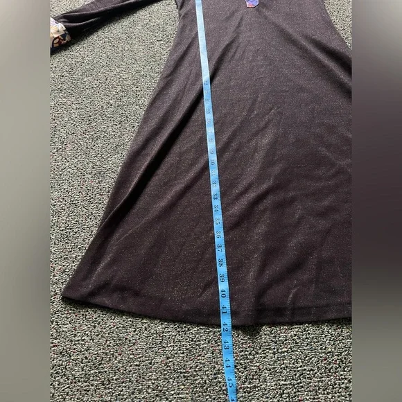 Modest Black Glitter & Vintage Floral Antique Gold Button Fit & Flare Dress Sz S - Picture 13 of 16